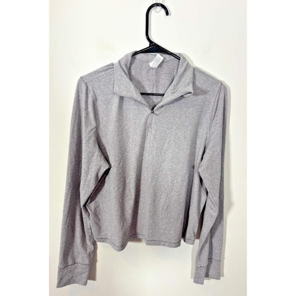 90 Degree by Reflex Women's Large Cropped Gray Quarter Zip Long Sleeve Athletic